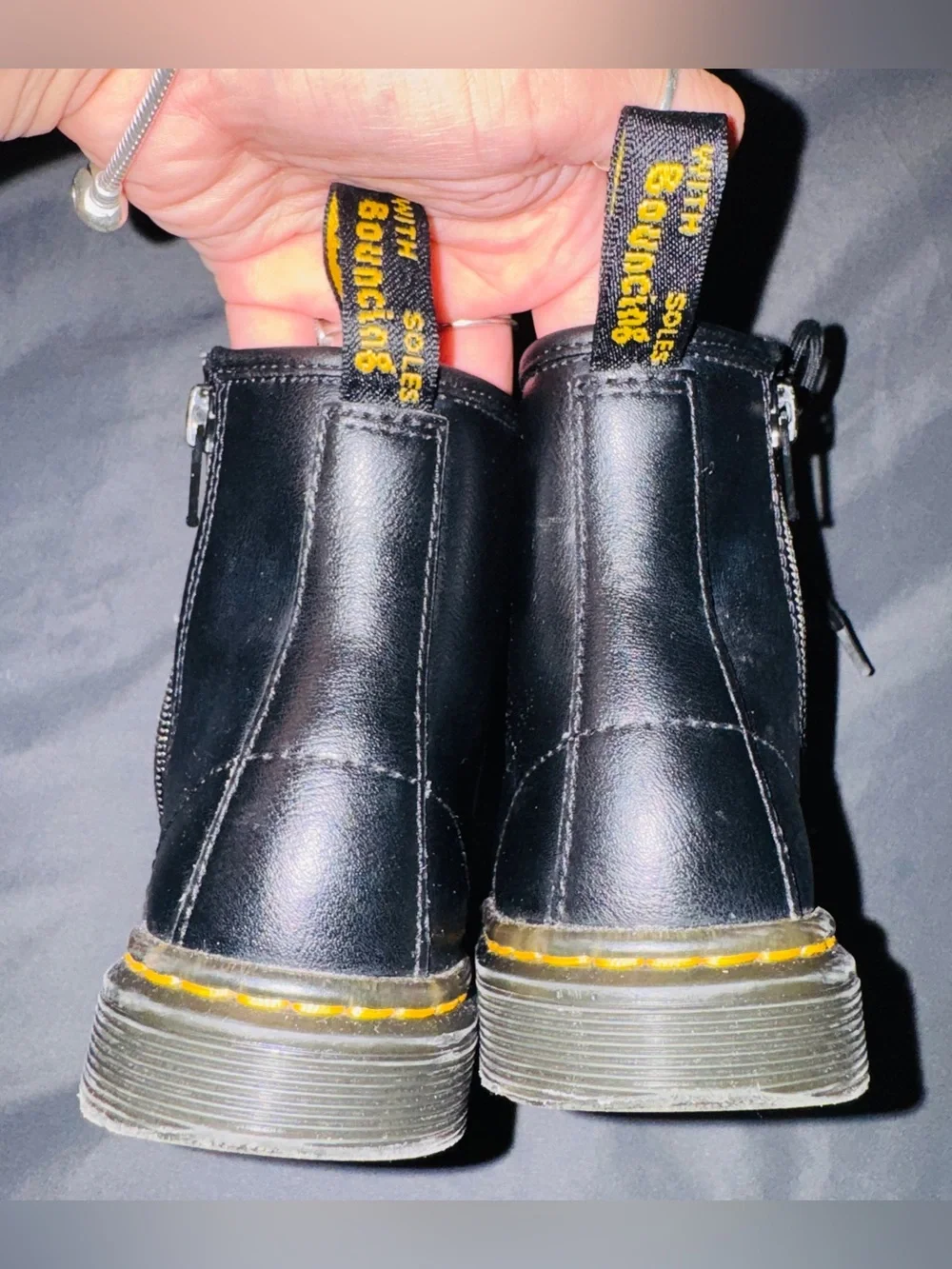 Doc Martens Girls Black Leather Lace Up Side Zipper Boots